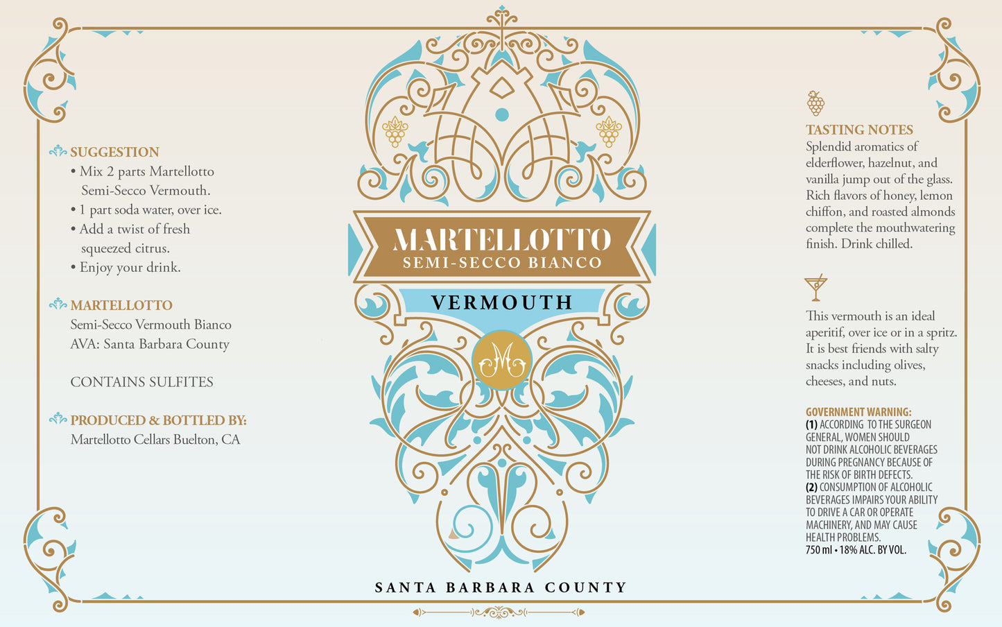 NV Martellotto Semi-Secco Bianco Vermouth 750ml